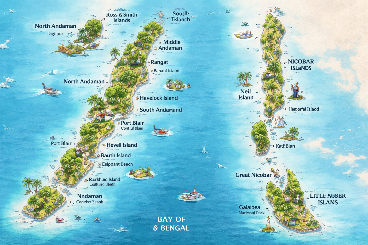Andaman Nicobar Map Explained: Islands, Districts, and Key Tourist Zones